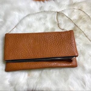 Caramel fold over purse